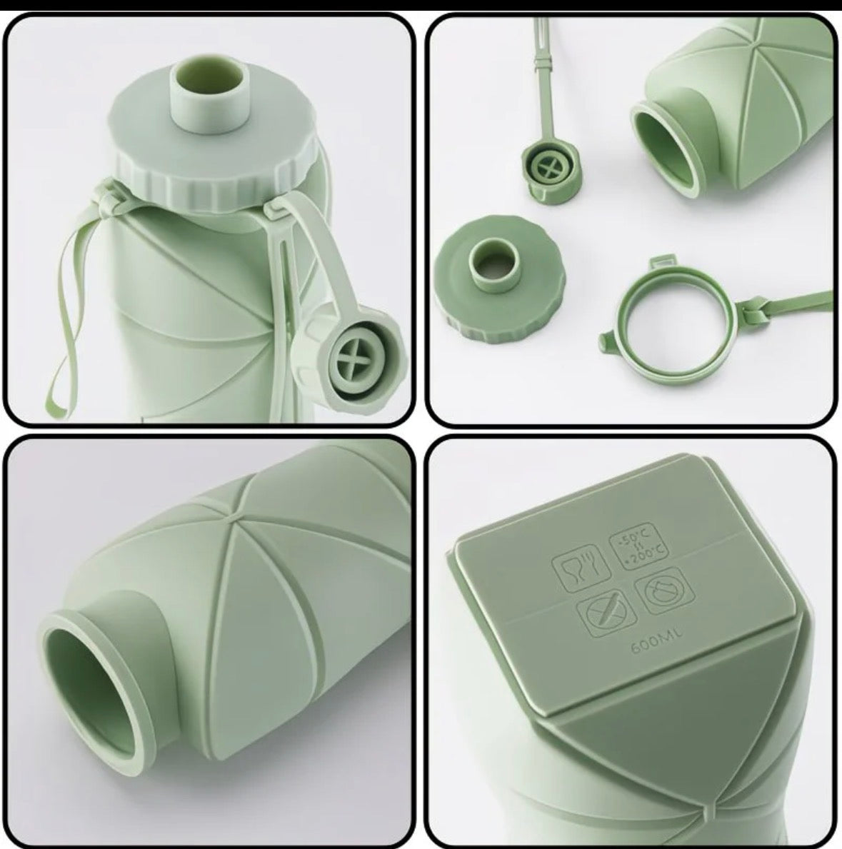 Foldable Silicone Water Bottle Leakproof & Travel Friendly
