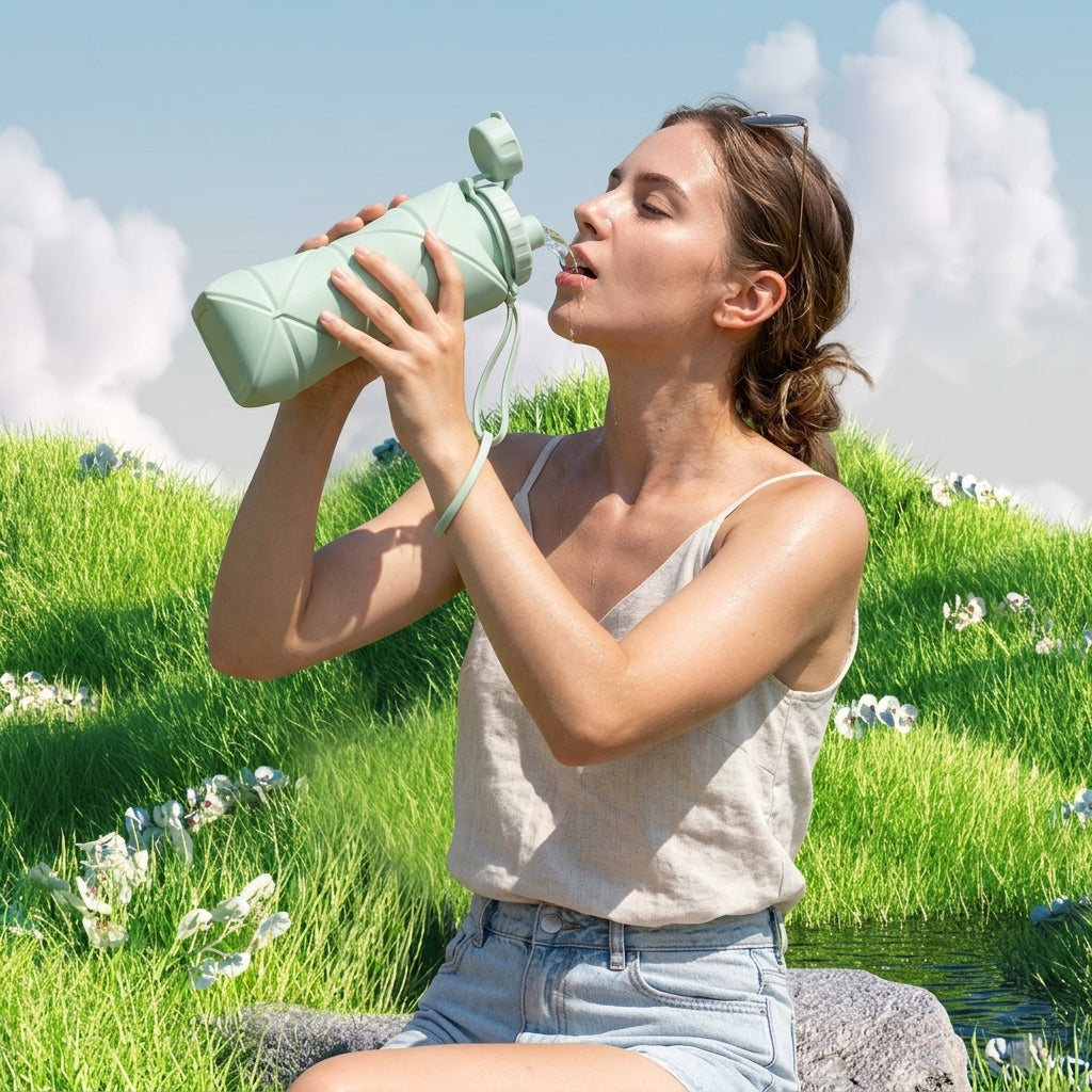 Foldable Silicone Water Bottle Leakproof & Travel Friendly